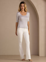 [Light Gray] SilkSilky-AU Half Sleeve Women's T-Shirt 005