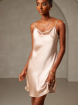 [Pale Mauve] SilkSilky-AU Sleeveless Cowl Neck Dress 001