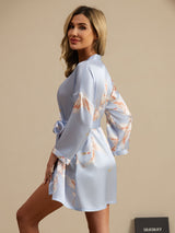 [Light Blue] SilkSilky-AU 3/4 Sleeve Women's Dressing Gown 002