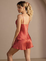 [Wine Ginkgo] SilkSilky-AU Sleeveless V Neck Camisole Set 002