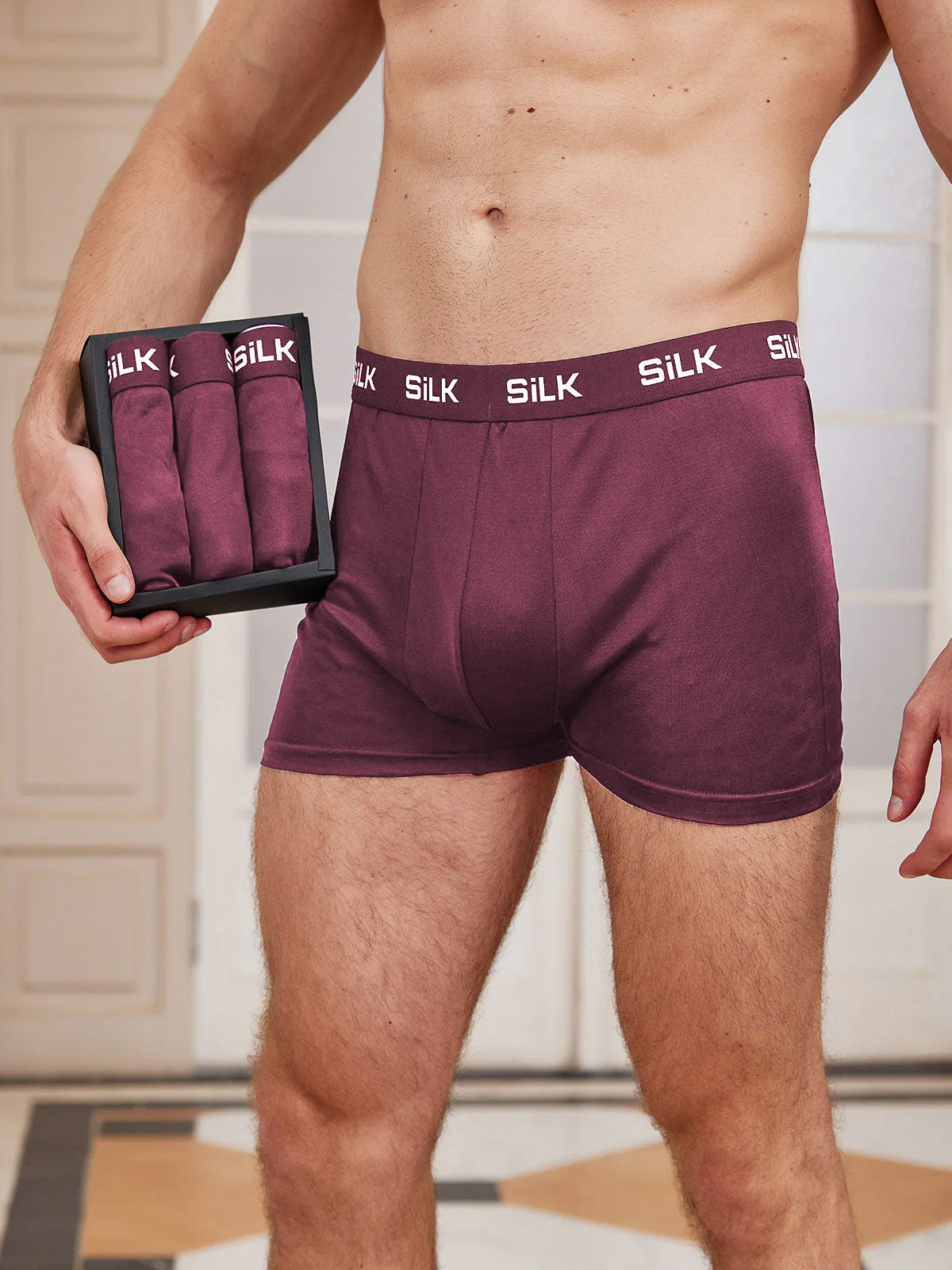 [Wine] SilkSilky-AU Pure Silk Mens Underwear 002