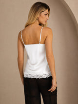 [White] SilkSilky-AU Spaghetti Strap V Neck Camisole 002