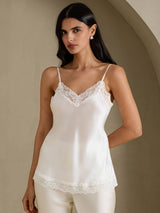 [White] SilkSilky-AU Spaghetti Strap V Neck Camisole 003