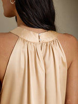 [Champagne] SilkSilky-AU Sleeveless Halter Women's T-Shirt 005
