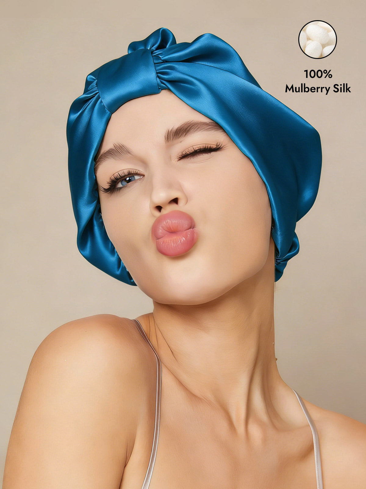 [Teal] SilkSilky-AU Sleep Cap 001
