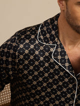 [Black Chain] SilkSilky-AU Long Sleeve Lapel Collar Men's Pyjamas 003