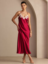[Wine] SilkSilky-AU Spaghetti Strap V Neck Dress 003
