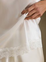 [White] SilkSilky-AU Spaghetti Strap V Neck Camisole 005