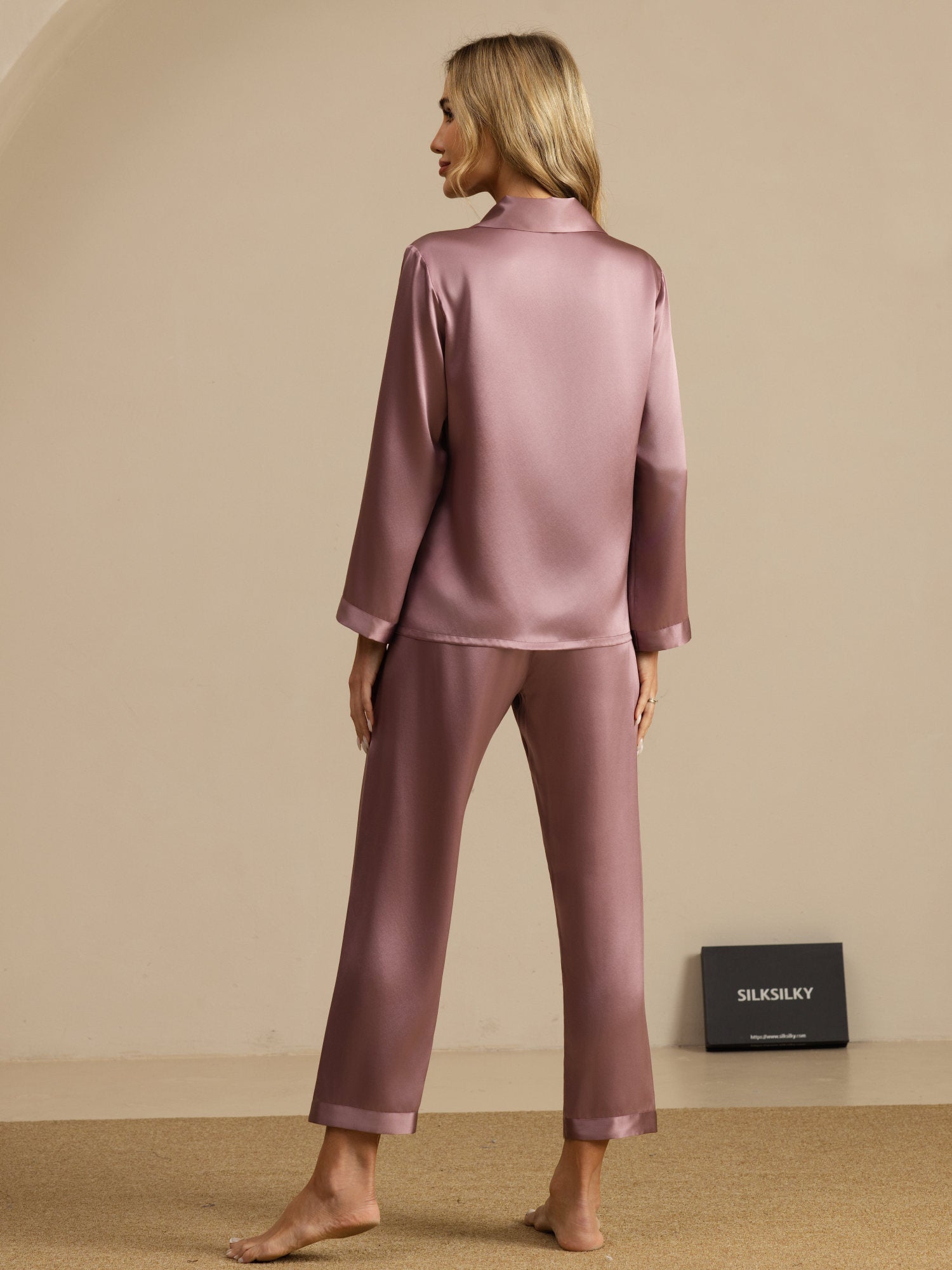 [Pale Mauve] SilkSilky-AU Long Sleeve Notch Collar Women's Pyjamas 002