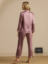[Pale Mauve] SilkSilky-AU Long Sleeve Lapel Collar Women's Pyjamas 002