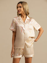 [Champagne] SilkSilky-AU Short Sleeve Lapel Collar Women's Pyjamas 004