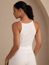 [White] SilkSilky-AU Sleeveless Crew Neck Camisole 002