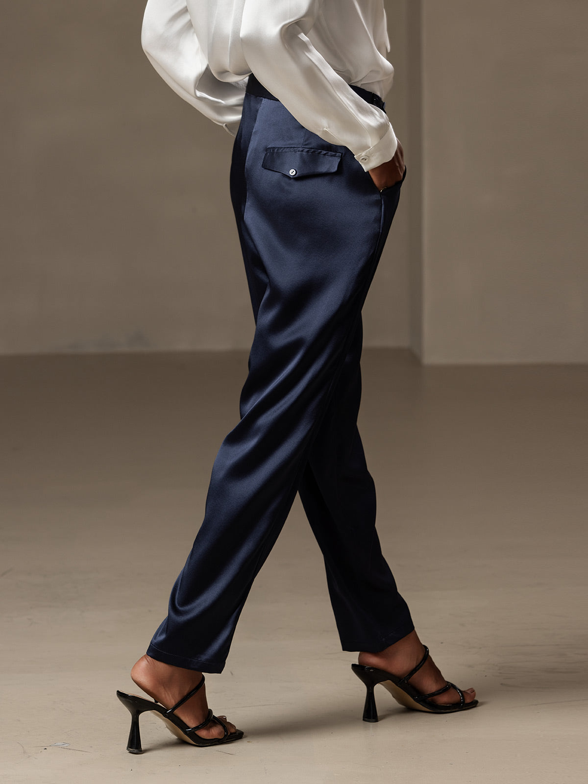 [Dark Blue] SilkSilky-AU 19Momme Silk Womens Pants 002