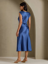 [Real Teal] SilkSilky-AU Cap Sleeve Dress 002