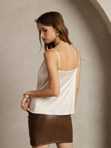 [Beige] SilkSilky-AU Spaghetti Strap Cowl Neck Camisole 002
