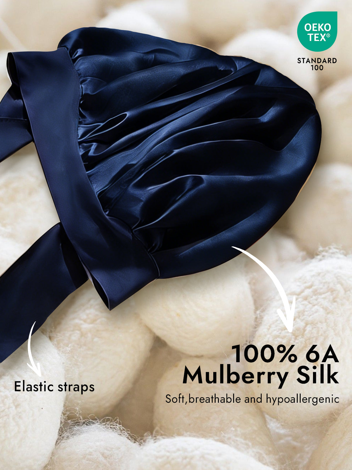 [Dark Blue] SilkSilky-AU Pure Silk Sleep Cap 002