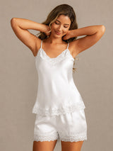 [White] SilkSilky-AU Sleeveless V Neck Camisole Set 006