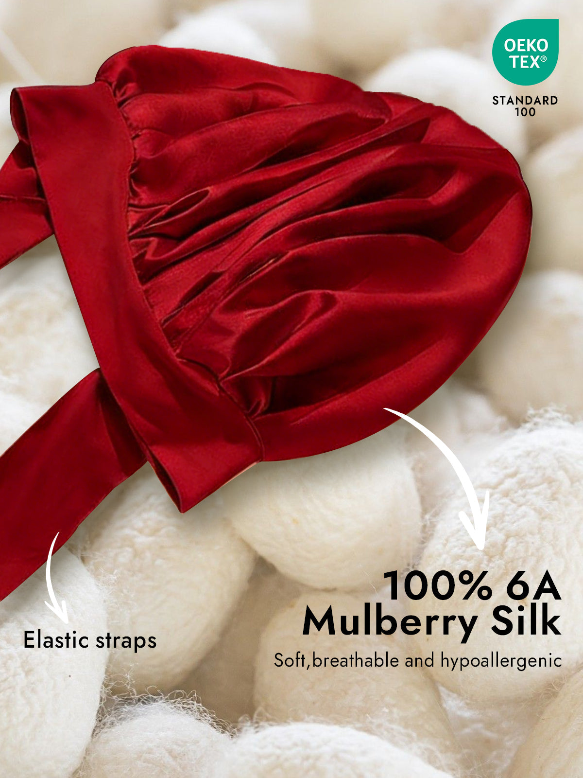 [Wine] SilkSilky-AU Pure Silk Sleep Cap 002