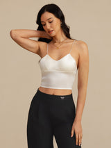[White] SilkSilky-AU Spaghetti Strap V Neck Camisole 006