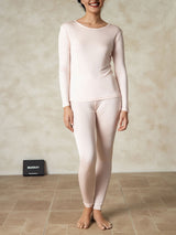 [Light Pink] SilkSilky-AU Long Sleeve Round Neck Women's Long Johns 001