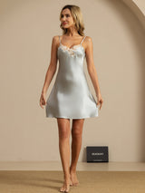 [Light Blue] SilkSilky-AU Sleeveless V Neck Nightgown 006