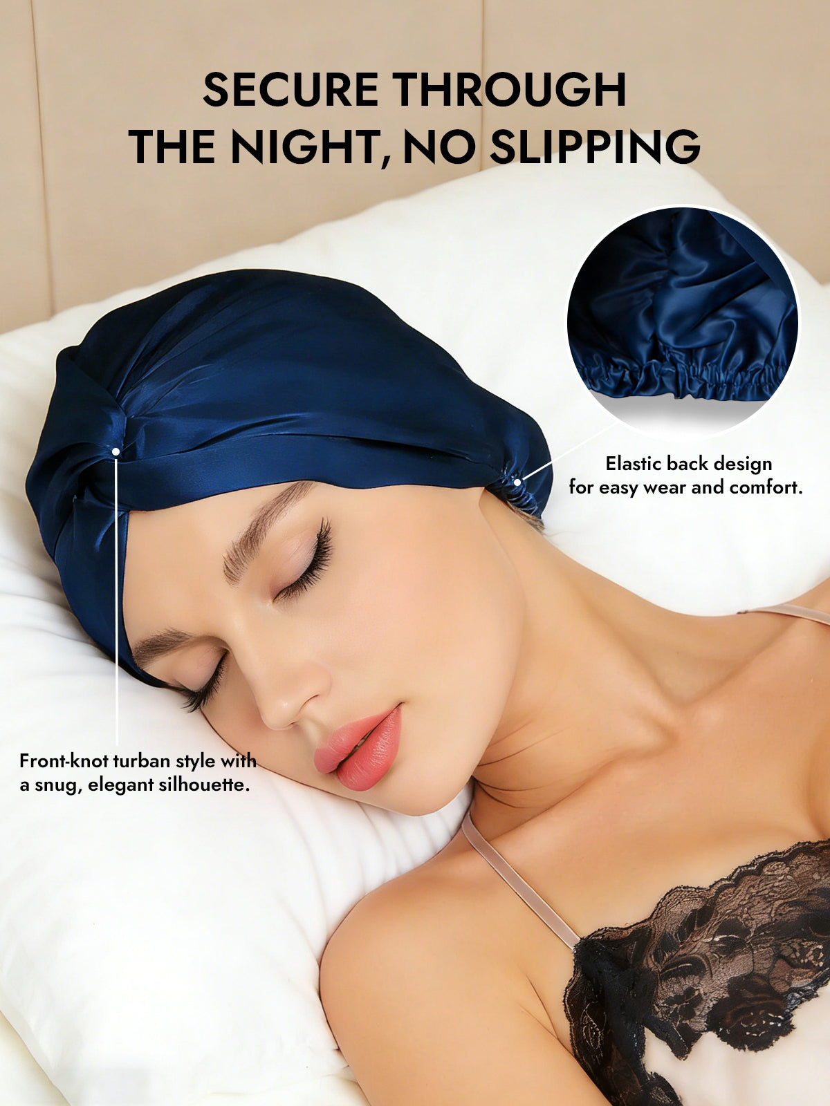 [Dark Blue] SilkSilky-AU Pure Silk Sleep Cap 005
