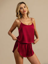 [Wine] SilkSilky-AU Spaghetti Strap Camisole Set 004