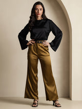[Black] SilkSilky-AU Long Sleeve Boat Neck Blouse 007