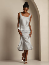 [Griffin Gray] SilkSilky-AU 19Momme Stretch Silk Charmeuse Sleeveless Scoop Neck Camisole 007
