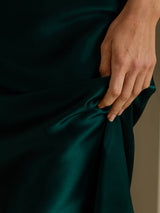 [Dark Green] SilkSilky-AU Sleeveless V Neck Nightgown 005