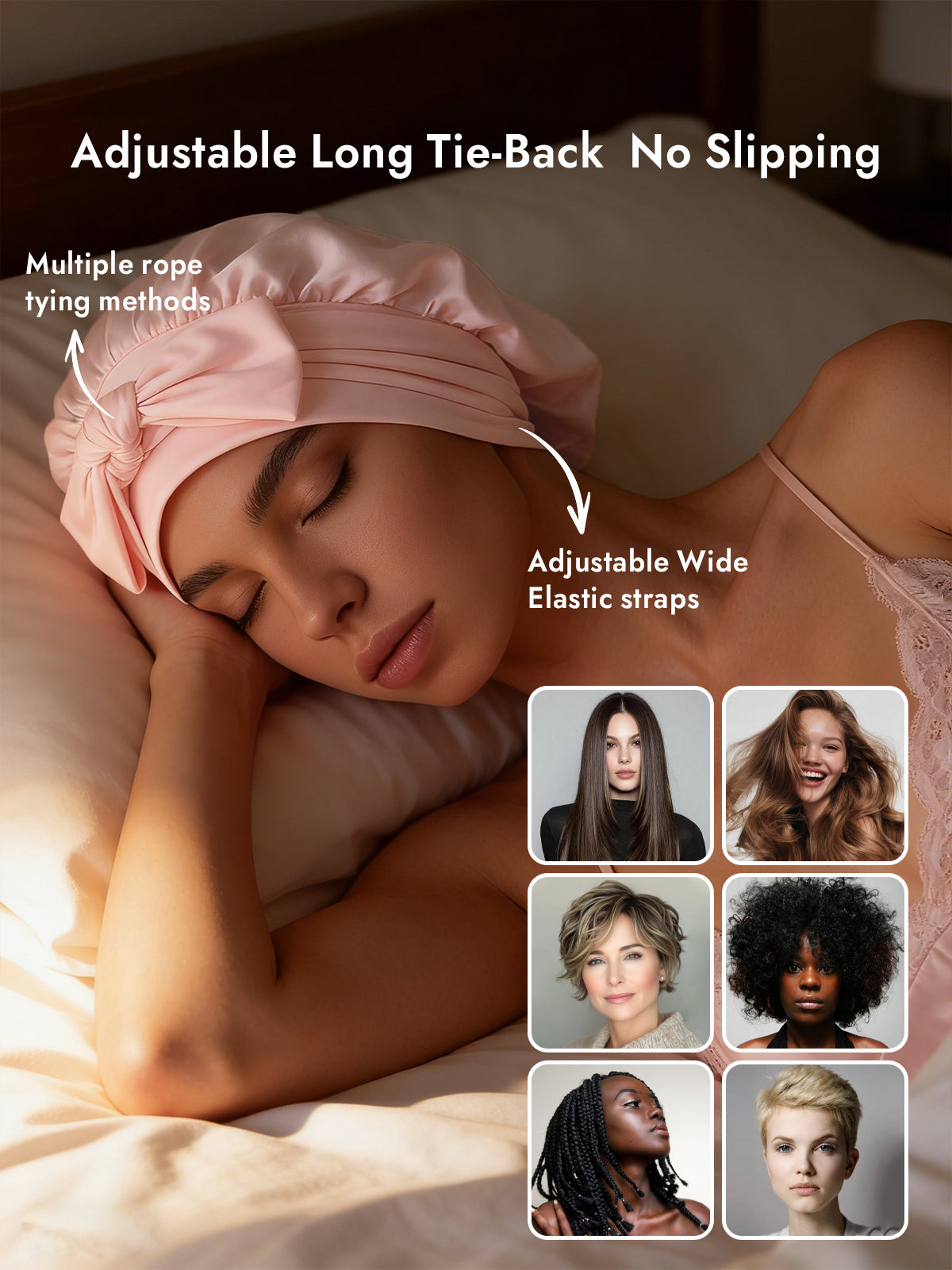 [Light Pink] SilkSilky-AU Sleep Cap 004