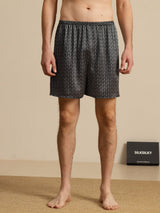 [Black Ginkgo] SilkSilky-AU Men's Sleep Shorts 003