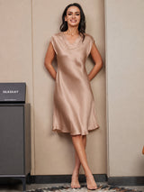 [Tuscany] SilkSilky-AU Cap Sleeve V Neck Dress 004