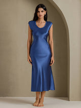 [Real Teal] SilkSilky-AU Cap Sleeve Dress 001