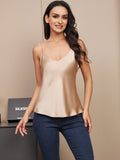 SilkSilky-AU Pure Silk Sleeveless V Neck Camisole Champagne 001