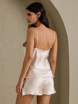 [Beige] SilkSilky-AU Sleeveless V Neck Camisole Set 002
