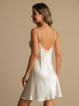 [White] SilkSilky-AU Sleeveless V Neck Nightgown 002