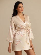 [Champagne] SilkSilky-AU 3/4 Sleeve Women's Dressing Gown 003