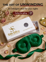 [Dark Green] SilkSilky-AU 22Momme Sleep Mask 009