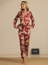[Wine Dragon] SilkSilky-AU Long Sleeve Lapel Collar Women's Pyjamas 006