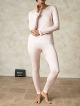 [Light Pink] SilkSilky-AU Long Sleeve Round Neck Women's Long Johns 006