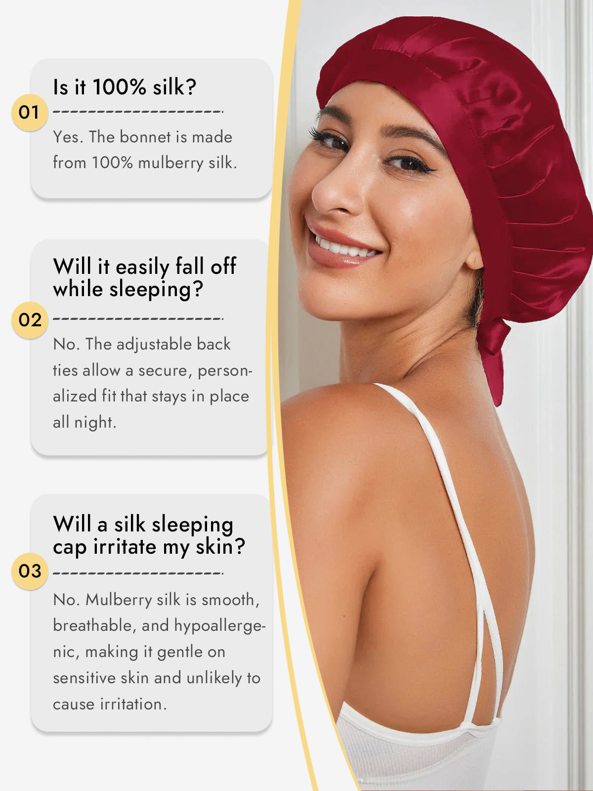 [Wine] SilkSilky-AU Pure Silk Sleep Cap 006