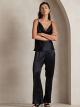 [Black] SilkSilky-AU Spaghetti Strap Cowl Neck Camisole 006