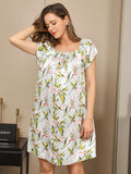 Pure Silk Floral Pattern Nightgown