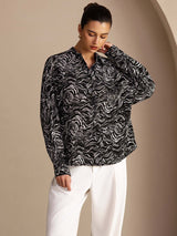 [Black Wave] SilkSilky-AU Long Sleeve Lapel Collar Women's Shirt 003