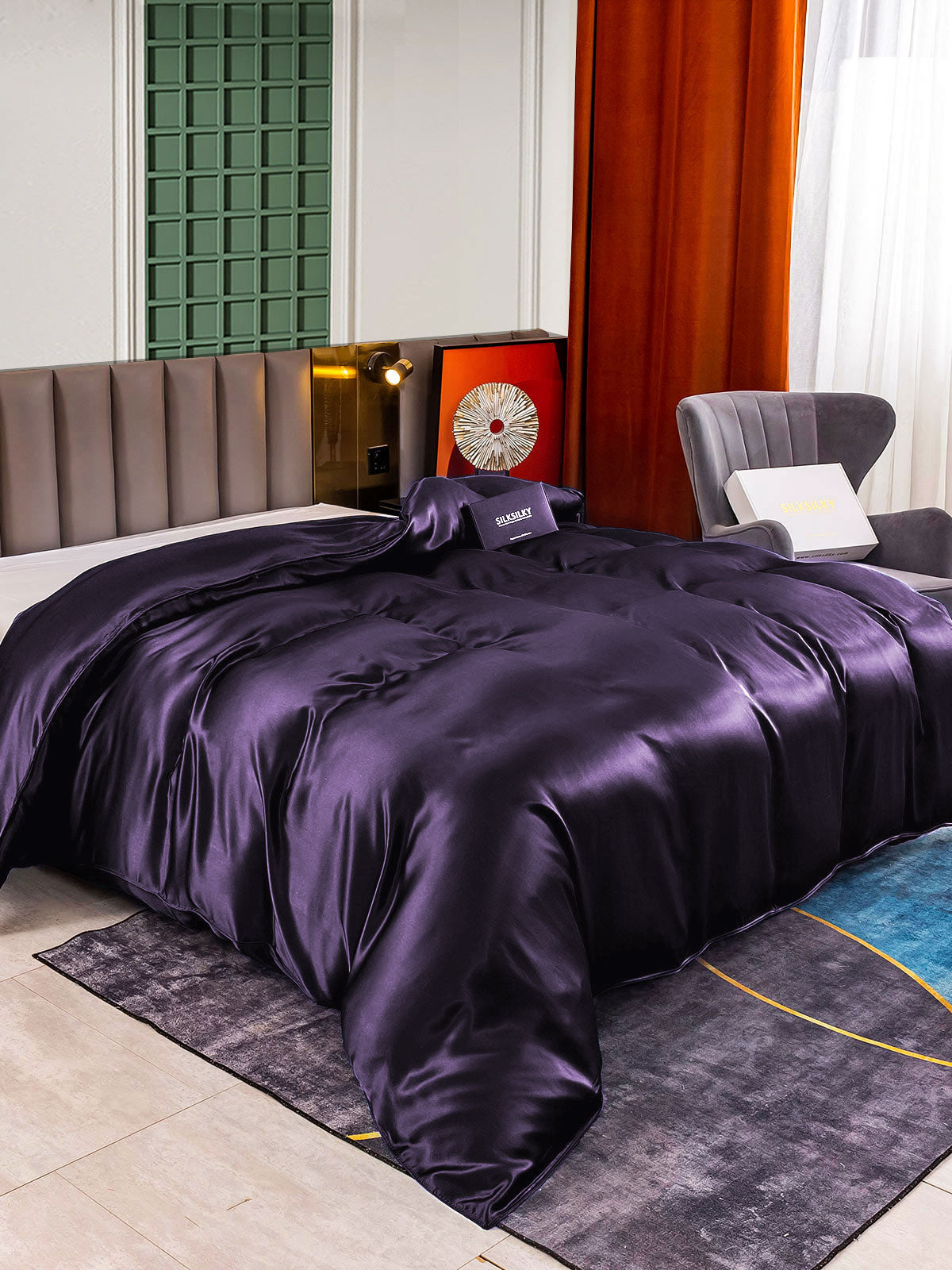 [Deep Purple] SilkSilky-AU 22Momme Pure Silk Duvet Cover 002,