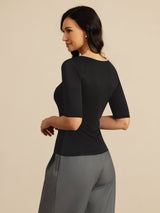 [Black] SilkSilky-AU Half Sleeve Women's T-Shirt 002