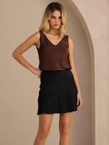 [Coffee] SilkSilky-AU Sleeveless V Neck Camisole 003