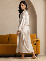 [Beige] SilkSilky-AU Long Sleeve Women's Dressing Gown 002