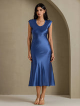 [Real Teal] SilkSilky-AU Cap Sleeve Dress 005
